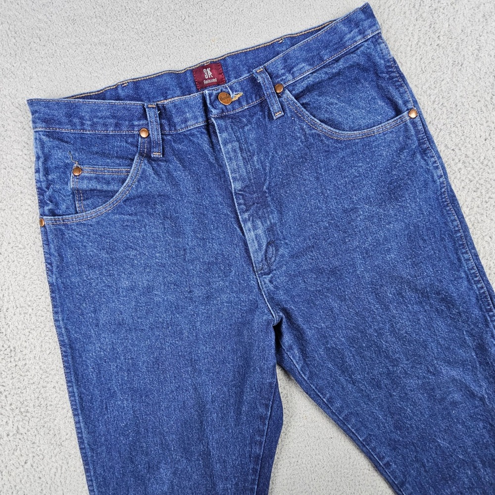 Wrangler Jeans 34x31 Blue 31MWZPW Relaxed Fit Straight Leg Denim Indigo Cowboy